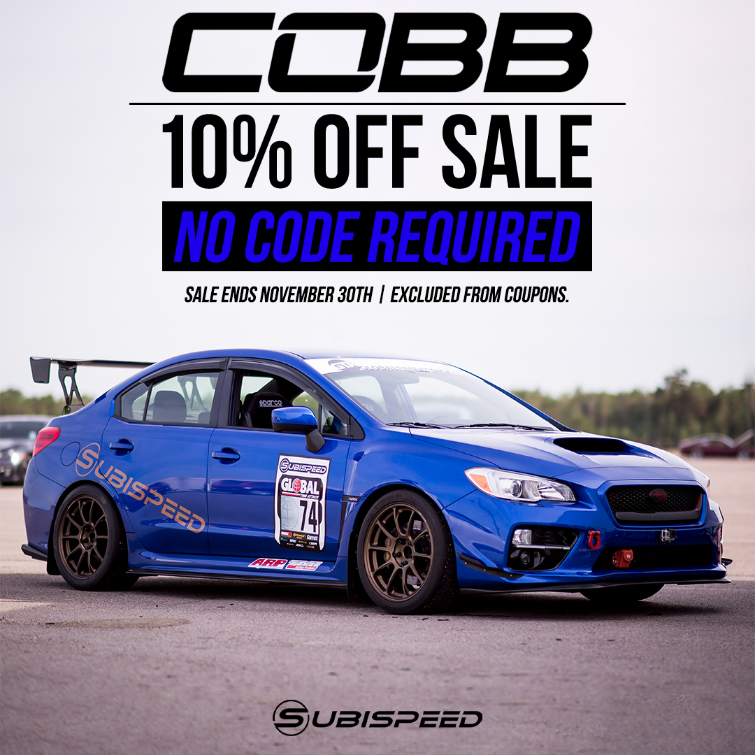 Cobb mods, parts, & acccessories are 10% off for a limited time! No code neccessary! Cobb Black Friday 2020 15 - 20 WRX STI