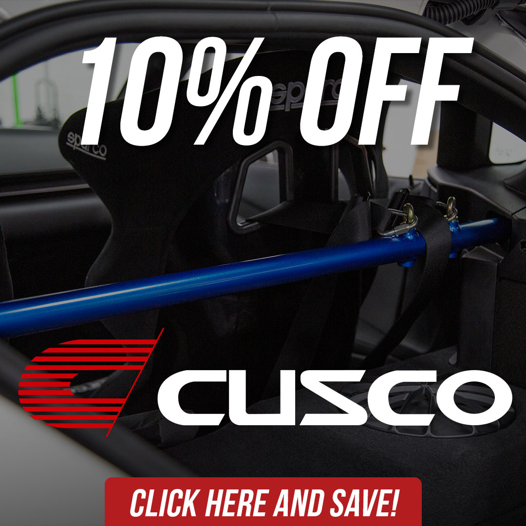 Save 10% off cusco aftermarket parts and accessories until September 7th!