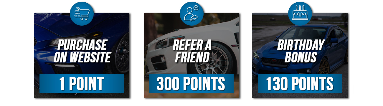 Earn points for purchase on website, refering a friend, and birthday bonus