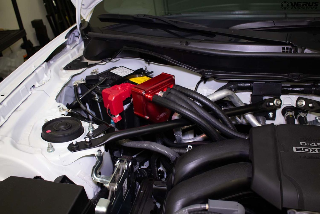 Engine Bay Photo Showing Installed Verus Engineering Air Oil Separator on a Subaru BRZ